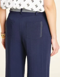 Hot Pantalon 7/8e bleu marine Larges|Pantalons