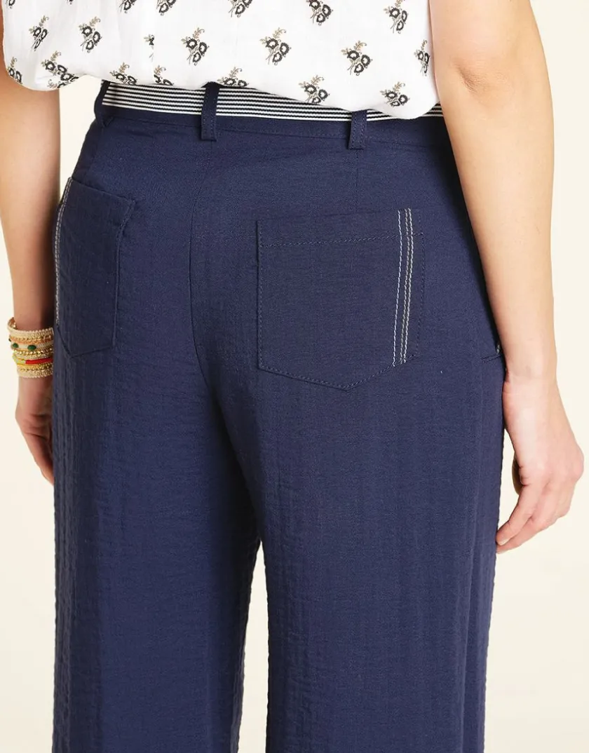 Hot Pantalon 7/8e bleu marine Larges|Pantalons