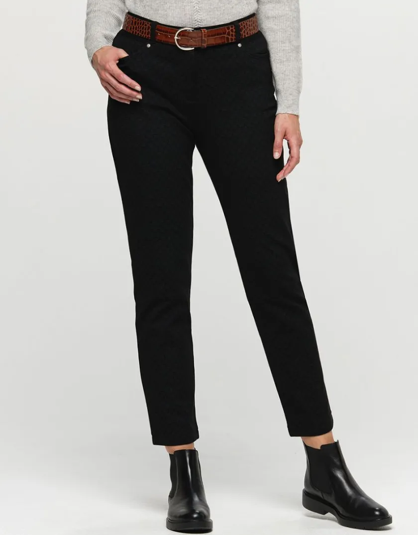 Clearance Pantalon 7/8e noir motifs Ajustés|Pantalons