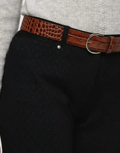 Clearance Pantalon 7/8e noir motifs Ajustés|Pantalons