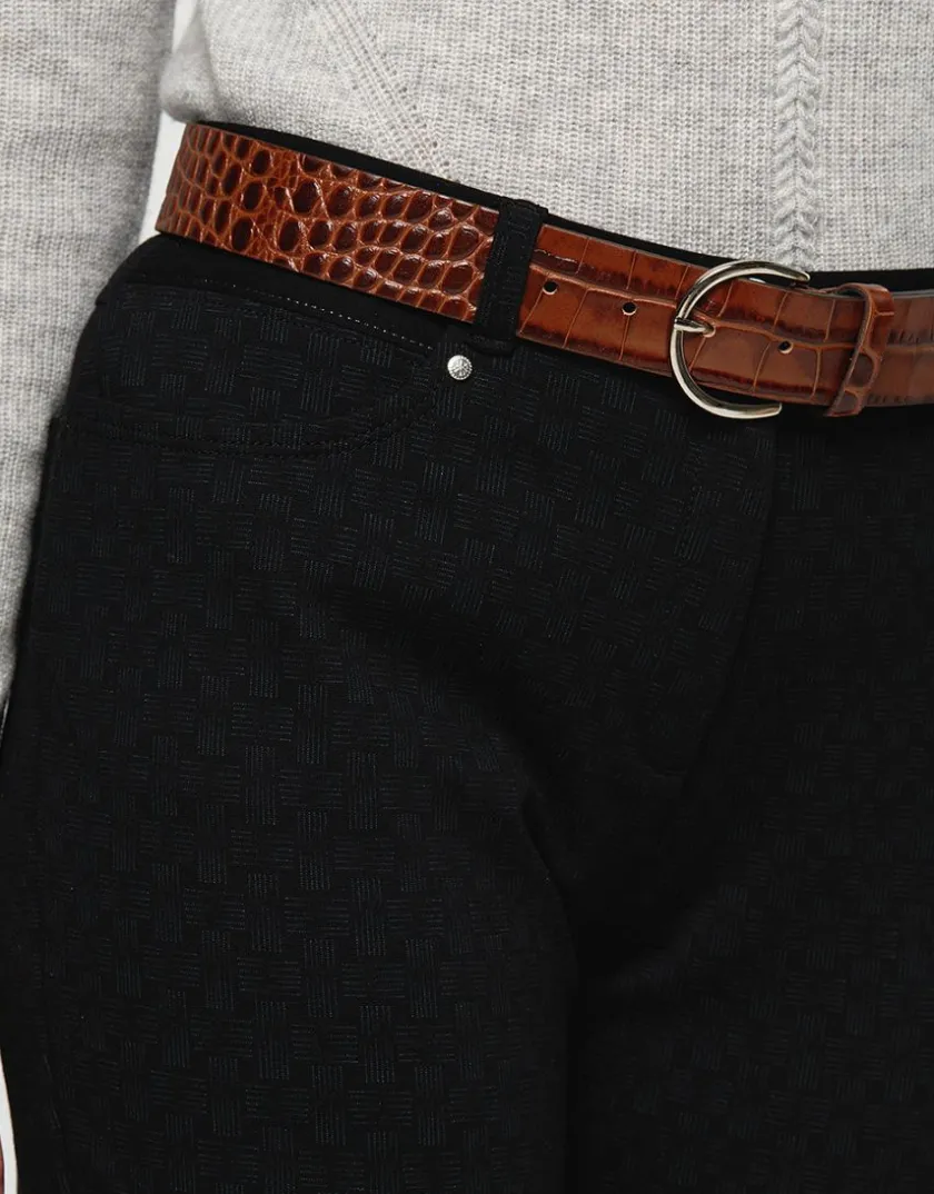 Clearance Pantalon 7/8e noir motifs Ajustés|Pantalons