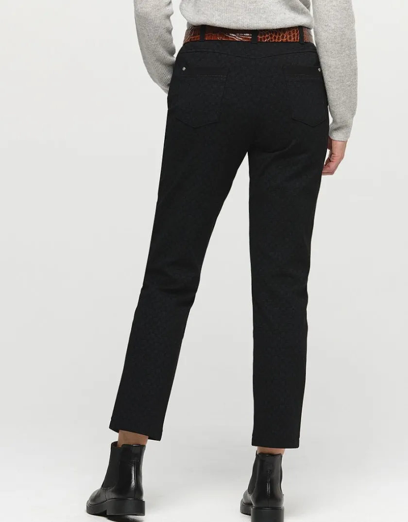 Clearance Pantalon 7/8e noir motifs Ajustés|Pantalons