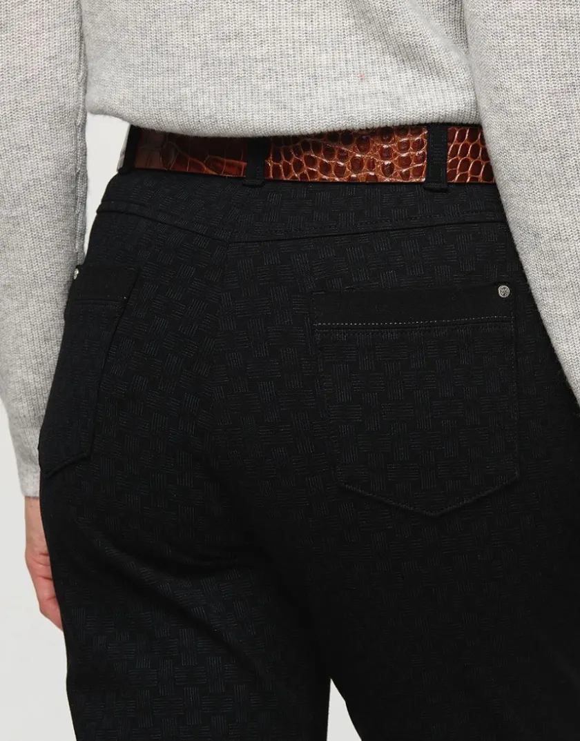 Clearance Pantalon 7/8e noir motifs Ajustés|Pantalons