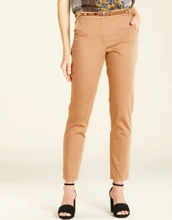 Fashion Pantalon en coton beige Droits|Pantalons