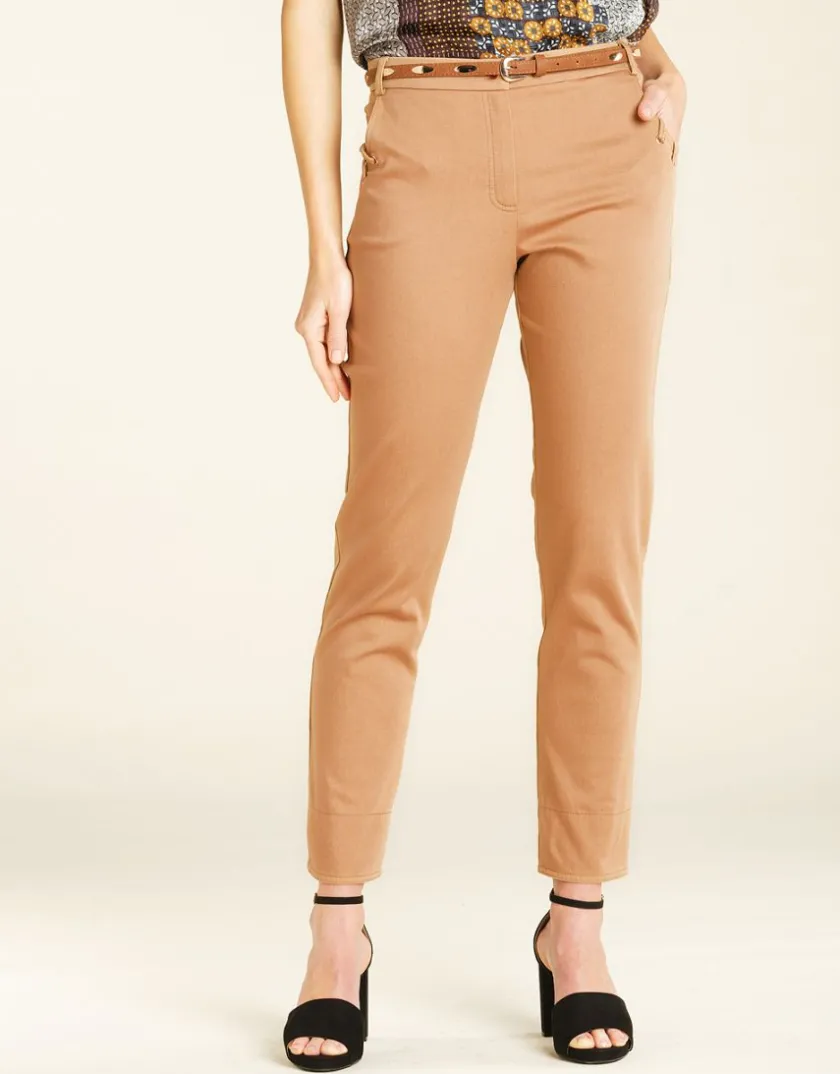 Fashion Pantalon en coton beige Droits|Pantalons