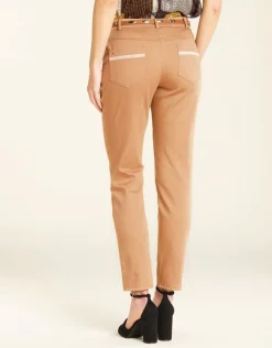 Fashion Pantalon en coton beige Droits|Pantalons