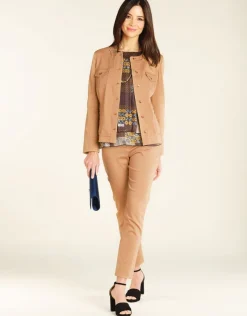 Fashion Pantalon en coton beige Droits|Pantalons