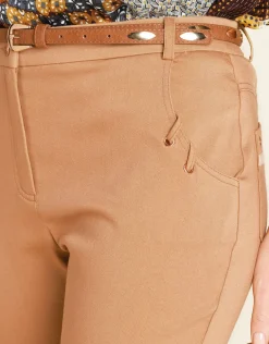 Fashion Pantalon en coton beige Droits|Pantalons