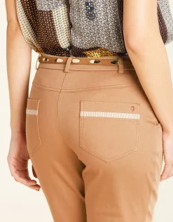 Fashion Pantalon en coton beige Droits|Pantalons