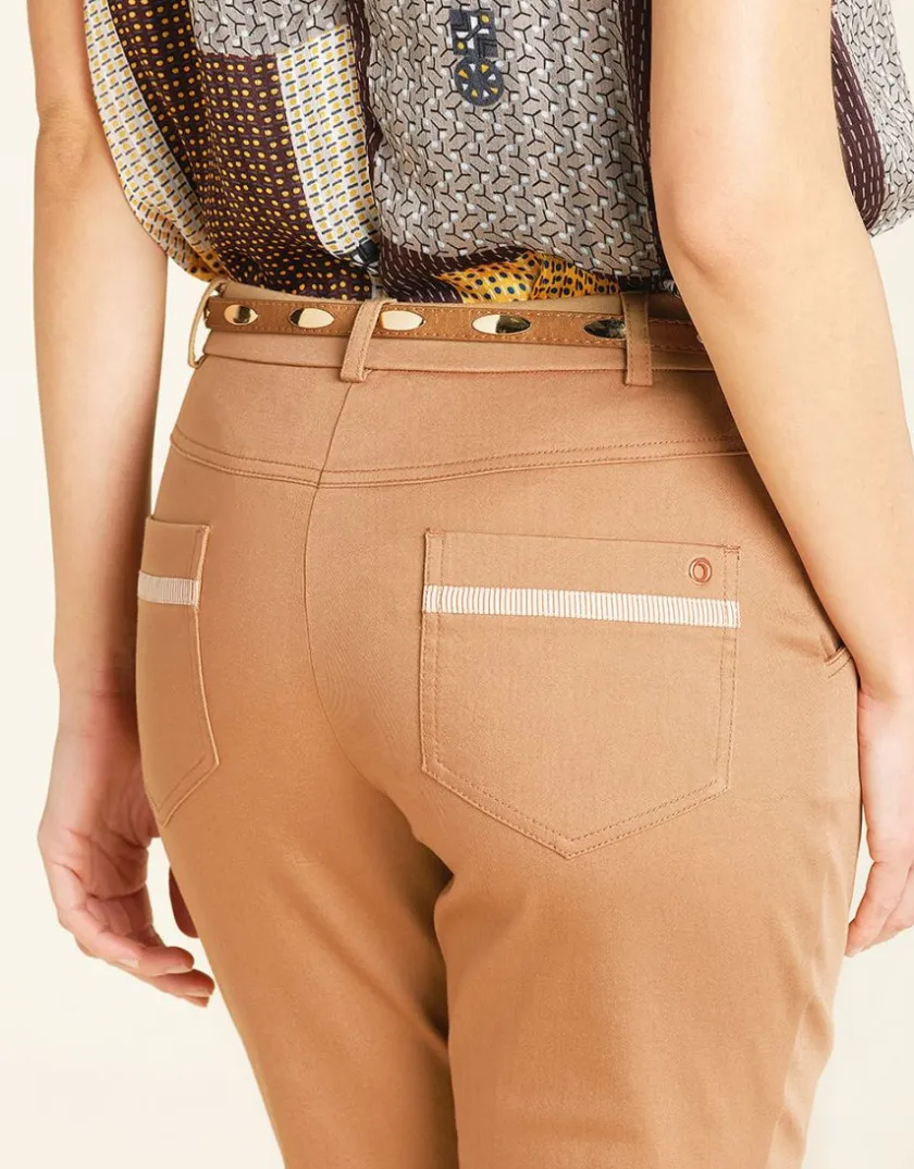 Fashion Pantalon en coton beige Droits|Pantalons