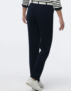 Fashion Pantalon en crêpe marine Pantalons|Droits