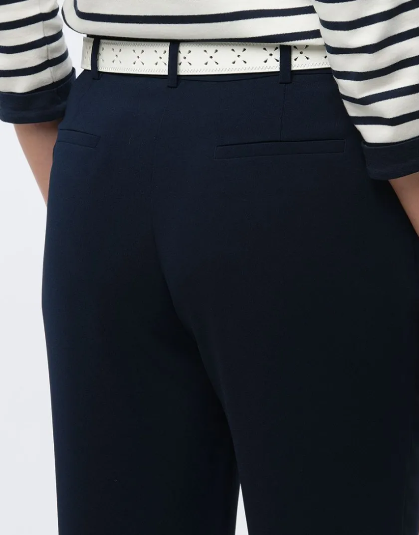 Fashion Pantalon en crêpe marine Pantalons|Droits