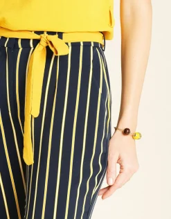 Clearance Pantalon fluide rayé bleu Larges|Ajustés