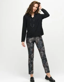 New Pantalon imprimé feuilles Ajustés|Slims