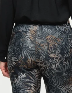 New Pantalon imprimé feuilles Ajustés|Slims