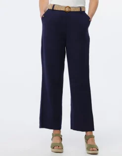 Clearance Pantalon lin bleu 7/8ème Pantalons|Larges