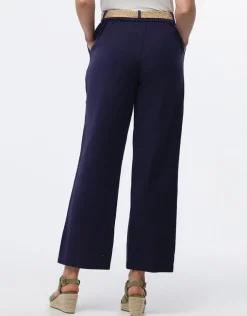 Clearance Pantalon lin bleu 7/8ème Pantalons|Larges