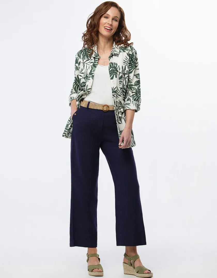 Clearance Pantalon lin bleu 7/8ème Pantalons|Larges