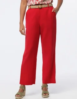 Clearance Pantalon lin rouge 7/8ème Larges|Pantalons