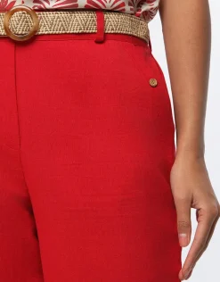 Clearance Pantalon lin rouge 7/8ème Larges|Pantalons