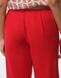 Clearance Pantalon lin rouge 7/8ème Larges|Pantalons