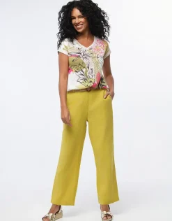 Hot Pantalon lin vert 7/8ème Larges|Pantalons
