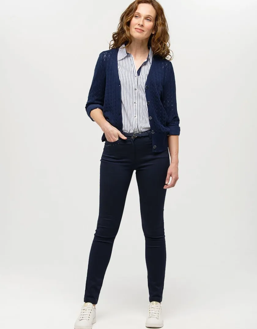New Pantalon marine coton Slims|Pantalons