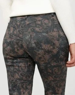 Online Pantalon marron motifs Ajustés|Pantalons