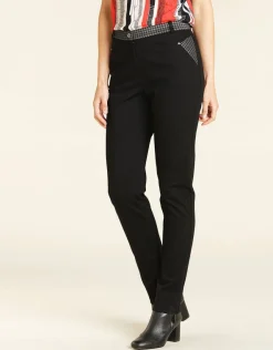 Fashion Pantalon noir chevrons Ajustés|Pantalons