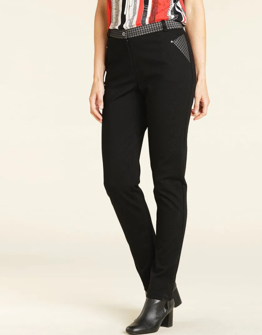 Fashion Pantalon noir chevrons Ajustés|Pantalons
