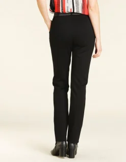 Fashion Pantalon noir chevrons Ajustés|Pantalons