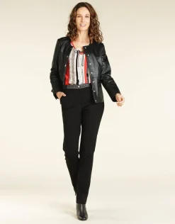 Fashion Pantalon noir chevrons Ajustés|Pantalons