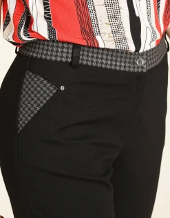 Fashion Pantalon noir chevrons Ajustés|Pantalons