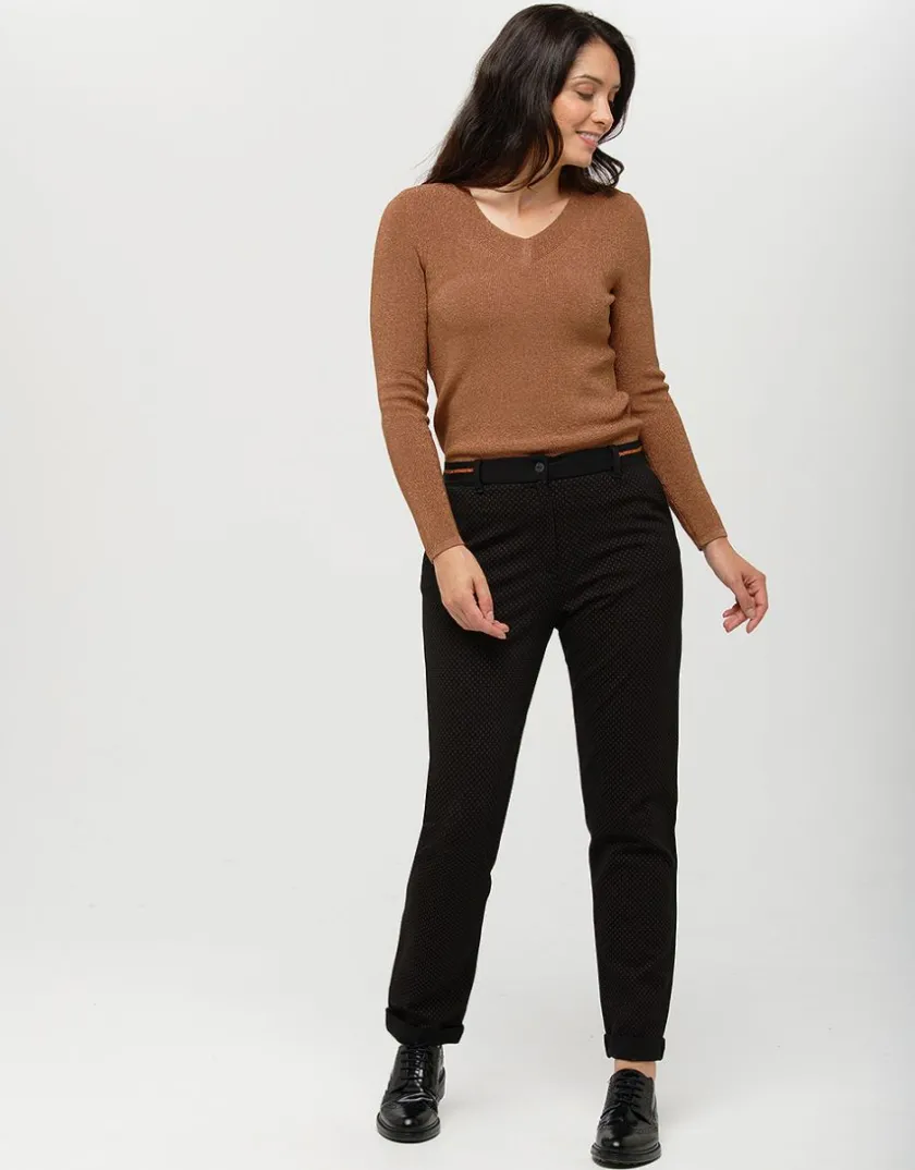 Sale Pantalon noir motifs 7/8e Droits|Pantalons