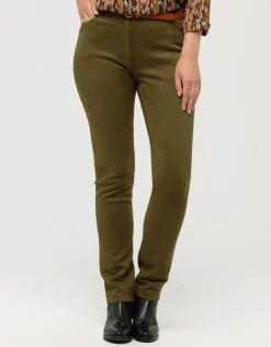 Hot Pantalon suédine kaki Slims|Pantalons