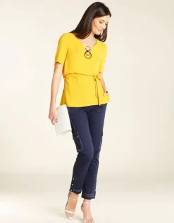 New Pantalon treillis bleu Ajustés|Pantalons