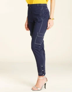 New Pantalon treillis bleu Ajustés|Pantalons