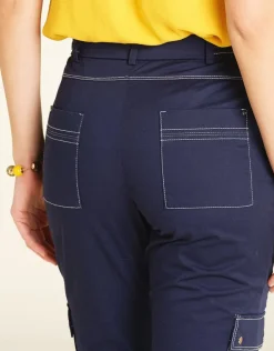 New Pantalon treillis bleu Ajustés|Pantalons