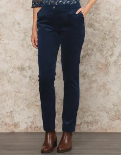 Hot Pantalon velours bleu Droits|Pantalons