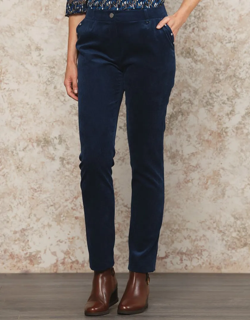 Hot Pantalon velours bleu Droits|Pantalons