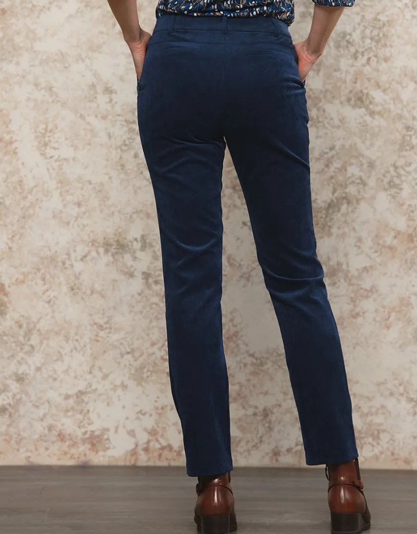 Hot Pantalon velours bleu Droits|Pantalons