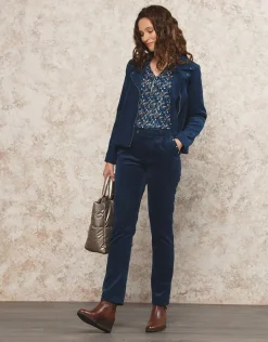 Hot Pantalon velours bleu Droits|Pantalons