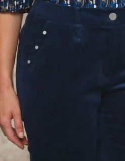 Hot Pantalon velours bleu Droits|Pantalons