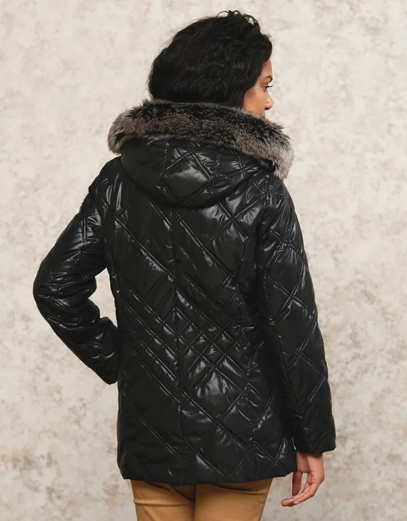 Discount Parka noire laquée Doudounes|Parkas