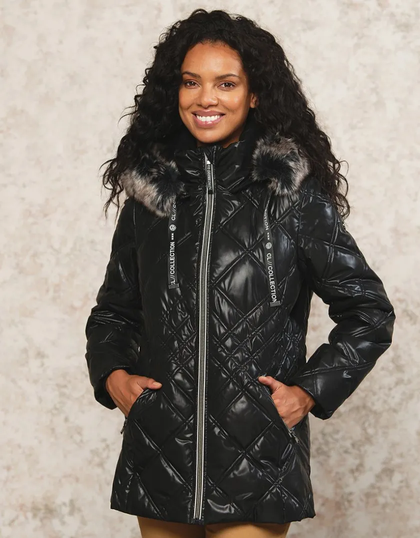 Discount Parka noire laquée Doudounes|Parkas