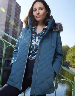 Online Parkas bleu à capuche Doudounes|Parkas