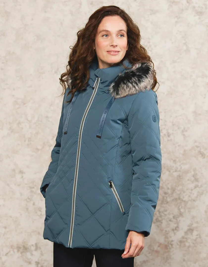 Online Parkas bleu à capuche Doudounes|Parkas