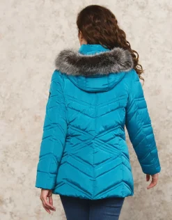 Discount Parkas longue bleue Doudounes|Parkas