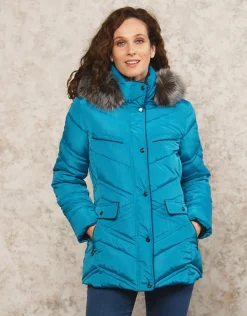 Discount Parkas longue bleue Doudounes|Parkas