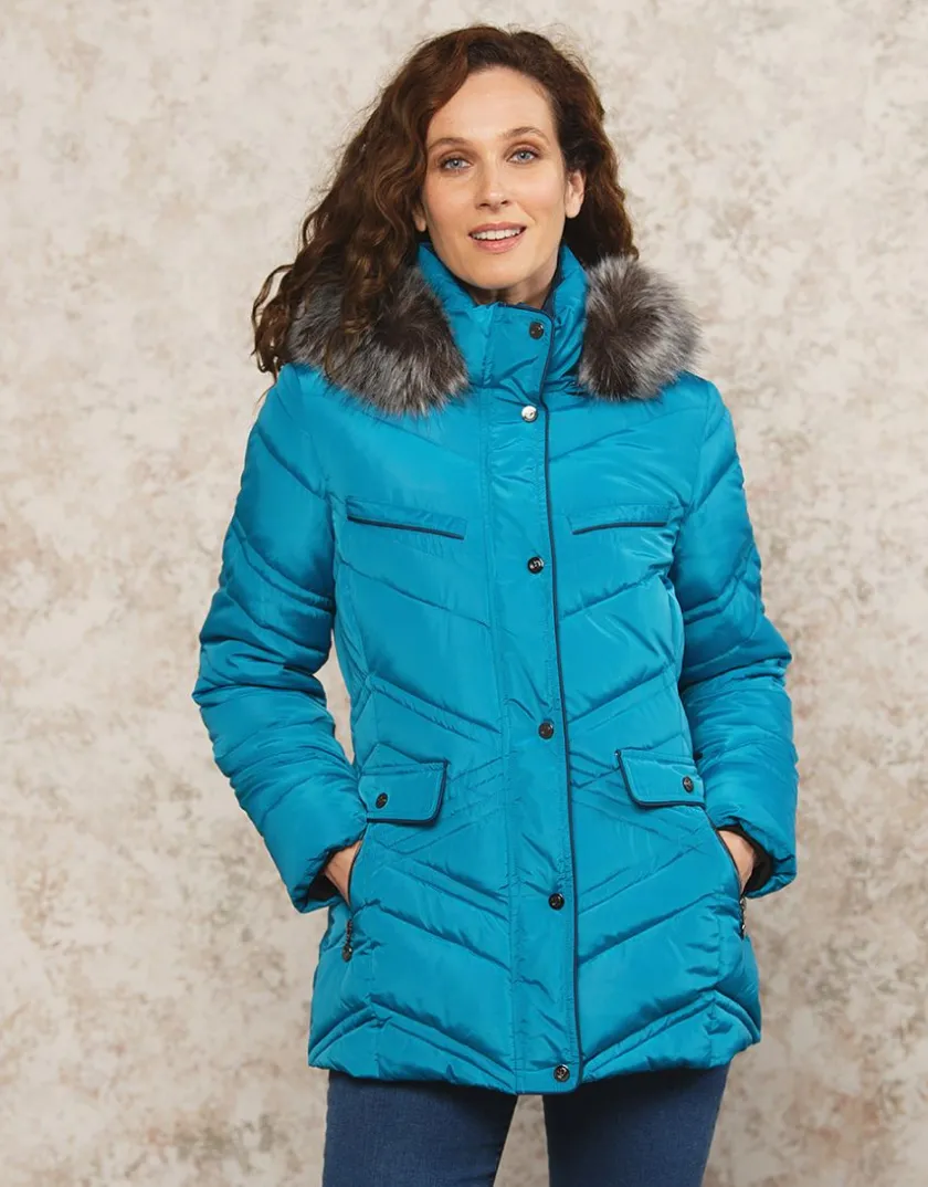 Discount Parkas longue bleue Doudounes|Parkas